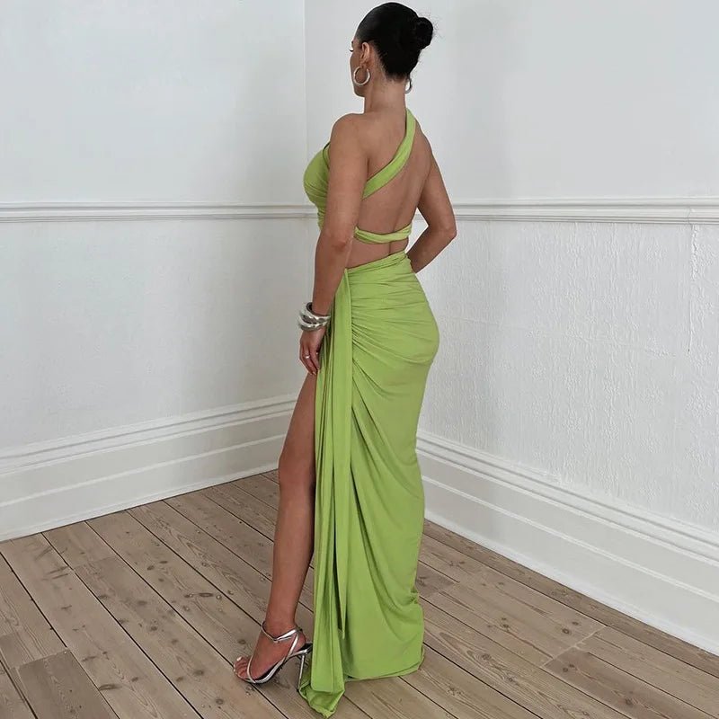 Conjunto saia longa com fenda e top ombro único - Paris
