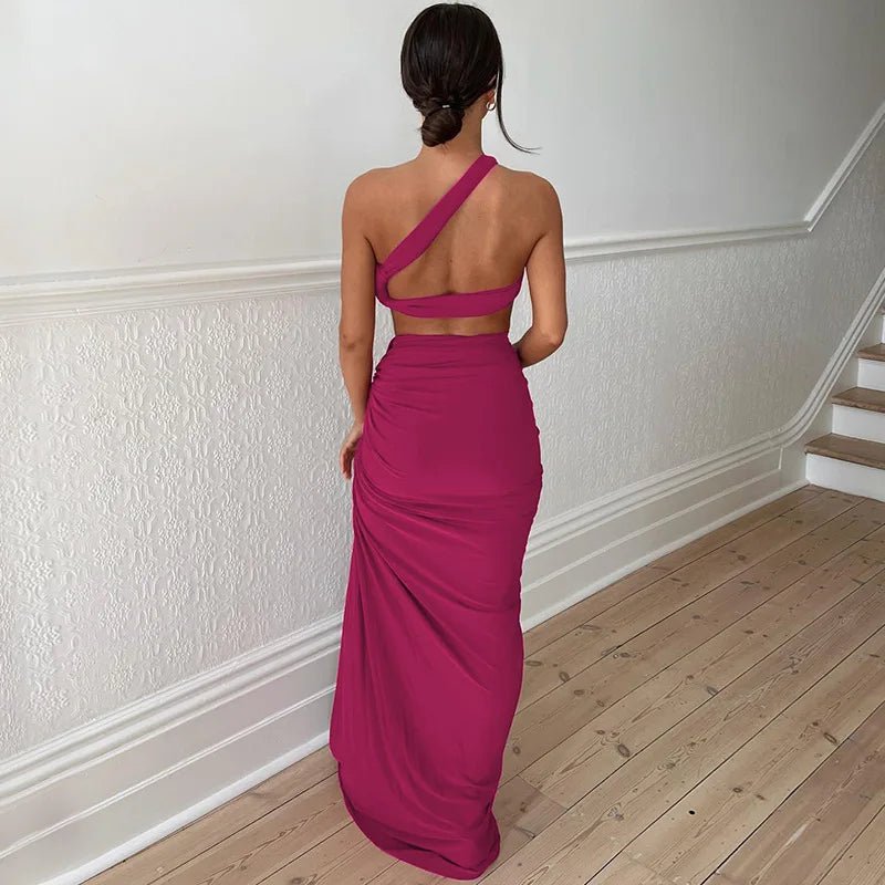 Conjunto saia longa com fenda e top ombro único - Paris