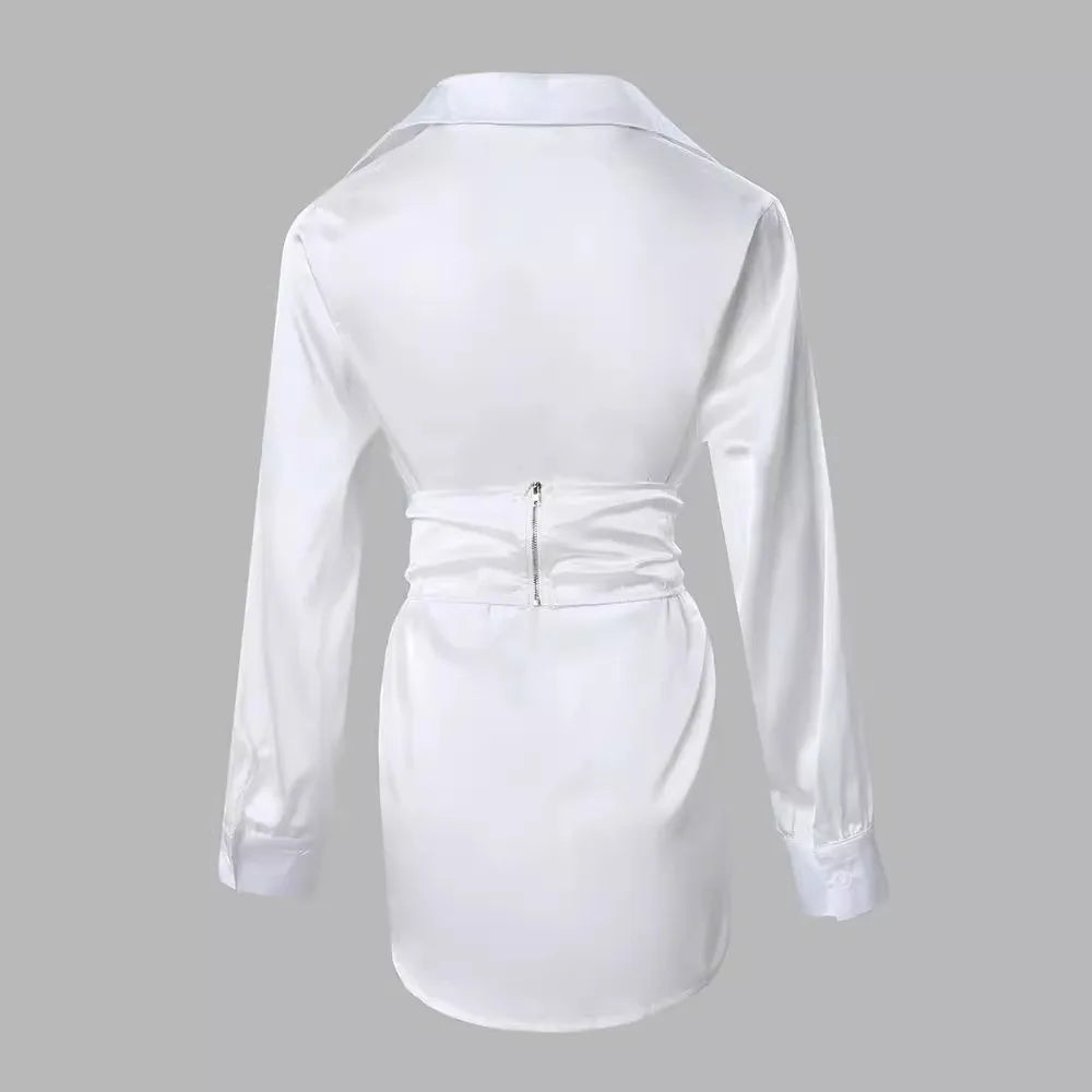 Vestido camisa renda manga longa - Cairo