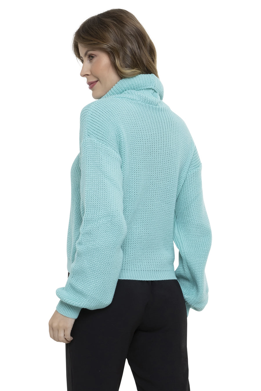 Blusa Tricot Gola Cacharrel Manga Longa Bufante