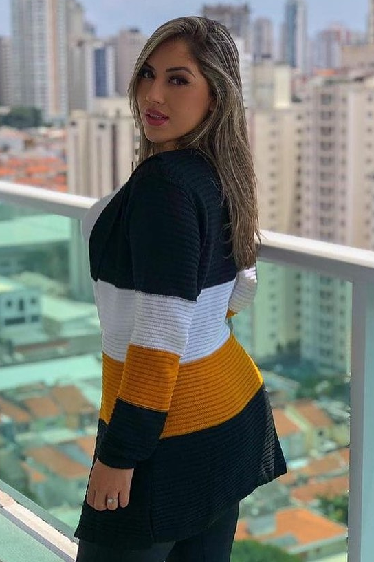 Casaco Tricot Listrado Tricolor - Blumenau