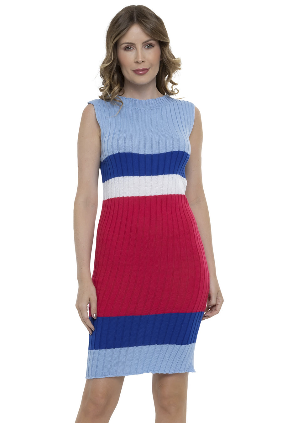Vestido Midi Tricot Listrado Gola Canoa - Lisboa