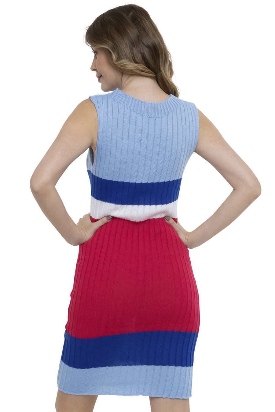 Vestido Midi Tricot Listrado Gola Canoa - Lisboa