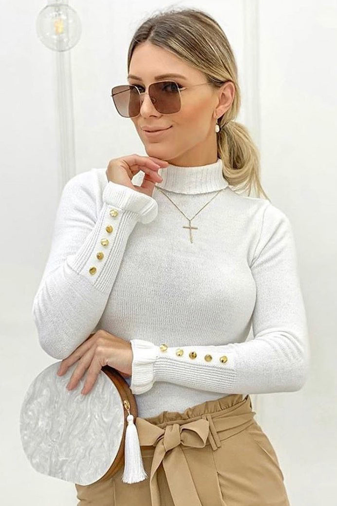 Blusa Tricot Manga Longa Cacharrel Botões - Lille