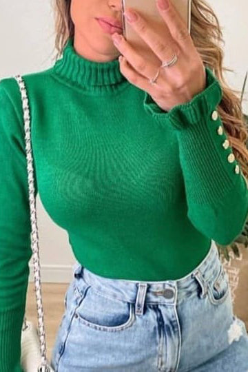 Blusa Tricot Manga Longa Cacharrel Botões - Lille