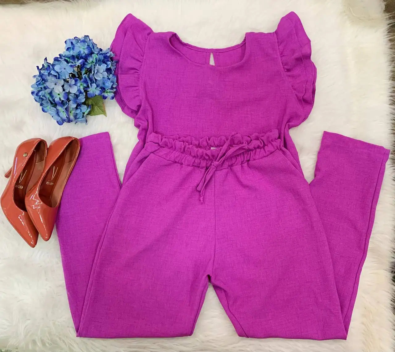 Conjunto Feminino Casual Em Linho Blusa Calça Alfaiataria  - Malu