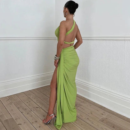 Conjunto saia longa com fenda e top ombro único -  Paris