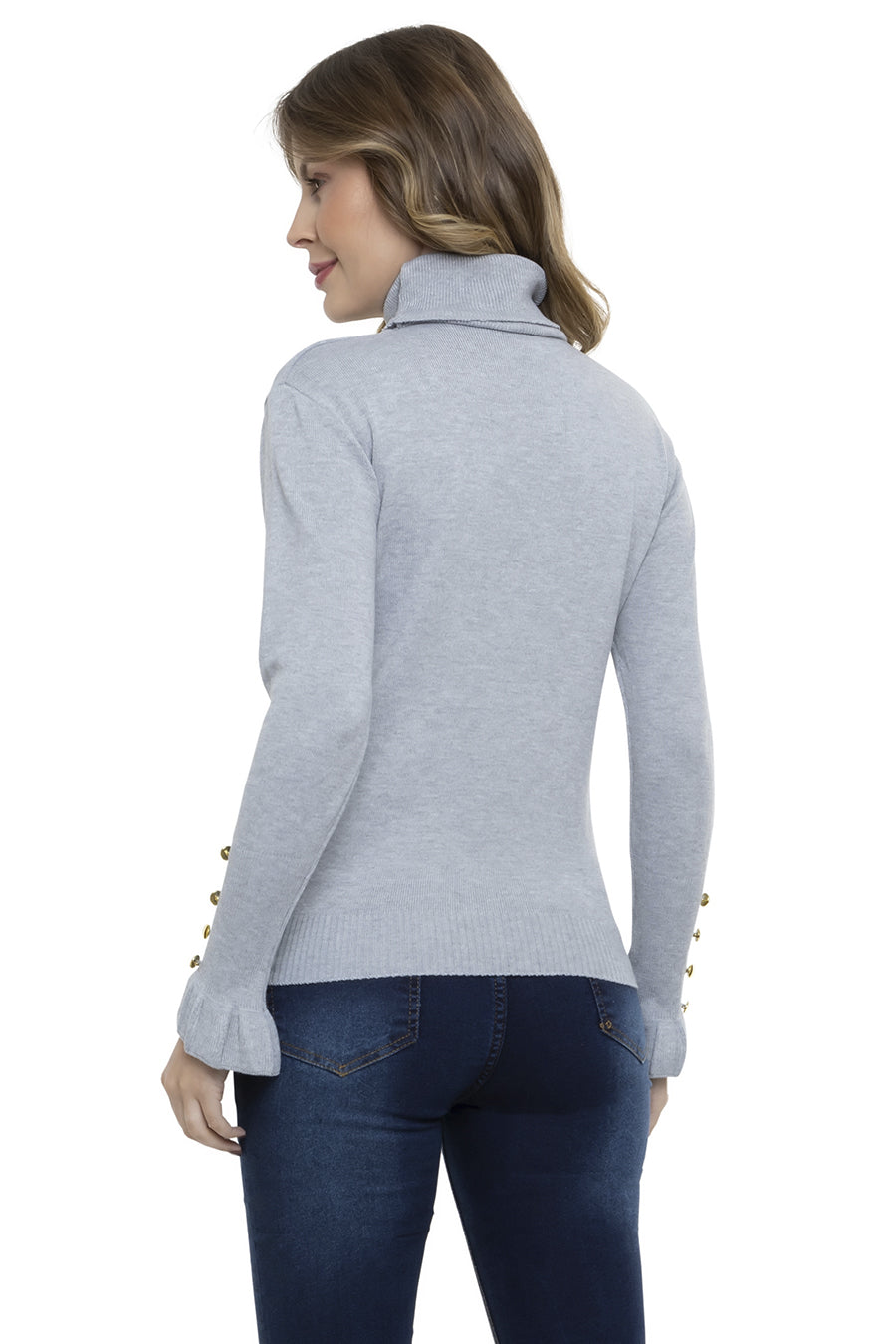 Blusa Tricot Manga Longa Cacharrel Botões - Lille