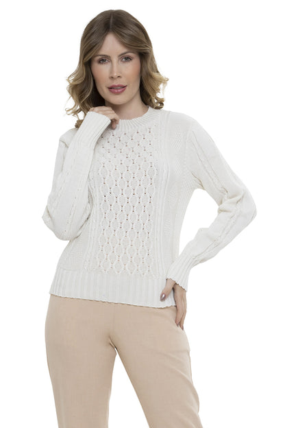 Blusa Tricot Trama Manga Longa - Canes